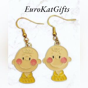 Cartoon Character Earrings Gold fashion jewelry Peanuts Yellow Fall NEW NWT